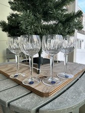 Vintage Set 4 THOMAS JAMES CRYSTAL "PEERAGE" HOCK WINE STEMS Glasses Goblets Box