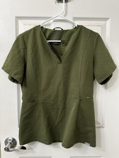 FIGS Women's Small Bristol Slim Henley Scrub Top Olive Green Technical