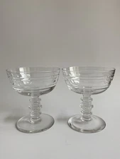Val St Lambert Crystal Clear  Set of 2 Sherbet Glasses 4.5”H