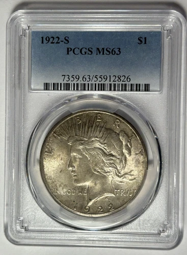 1922 S PEACE DOLLAR PCGS MS 63