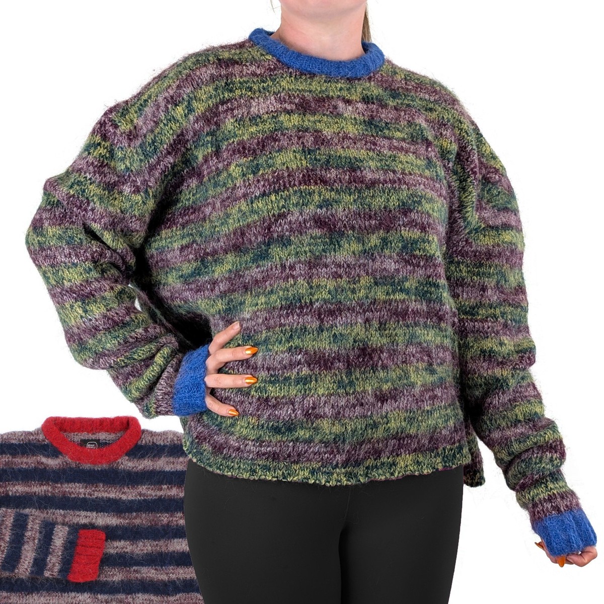 Brain Dead Alpaca Stripe Knit Sweater, Women's Oversized Fit MSRP