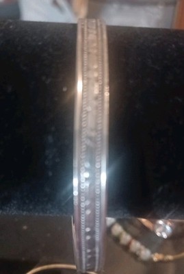 Sterling Silver Bangle Bracelet Stamped With Design See All Pics For Little Mark