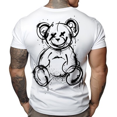 Stuff-Box Herren Rundhals Kurzarm T-Shirt weiß Crazy Bear F-0040