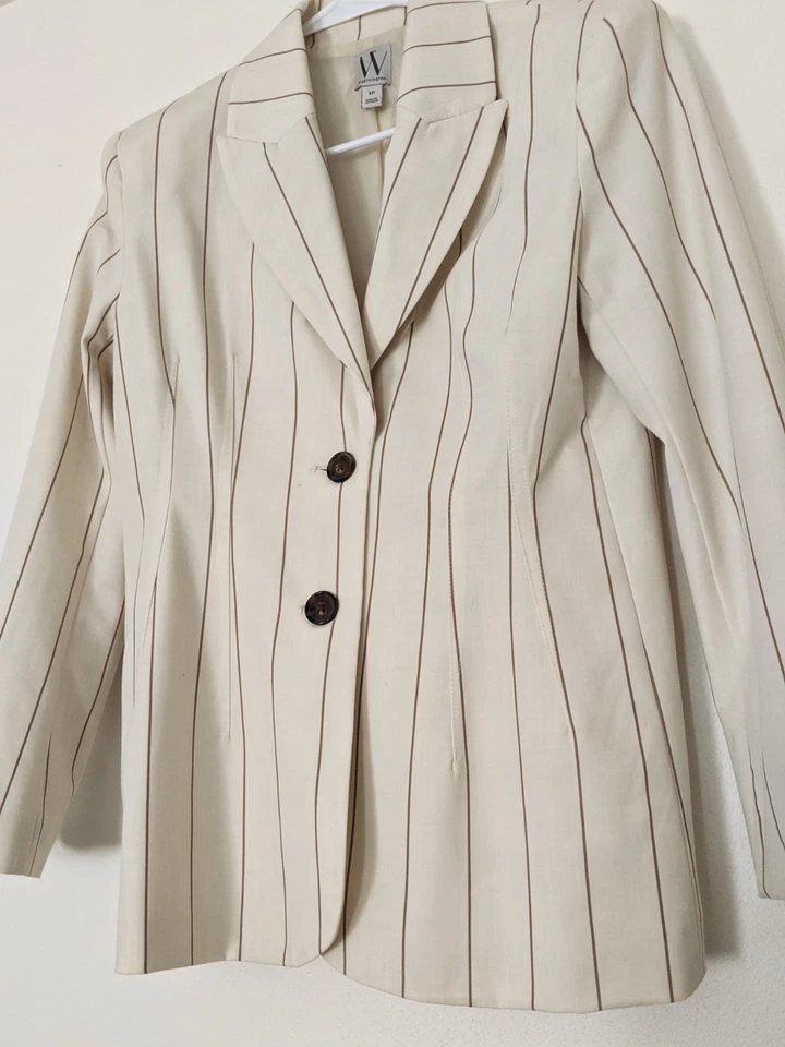 Traje vintage a rayas con pantalones para mujer Foto 2 de 4