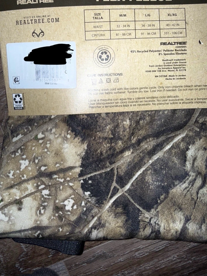 Realtree ~ Men's Heavyweight Flex Fleece Pants Thermal Warmest Camouflage ~ M - Image 4 of 4