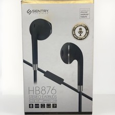 Sentry HB876 Stereo Earbuds, Black, IN-LINE MIC, Zippered CASE