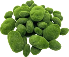 40PCS Artificial Moss Rocks Decorative Moss Balls Green Moss Covered Stones for
