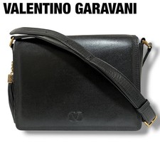 VALENTINO GARAVANI Shoulder Bag Leather Black Flap Tassel Men s Women s