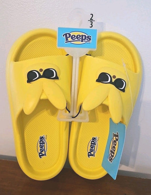 Peeps Yellow Easter Bunny Slide Child Kids Slip on Sandals - Size 2/3