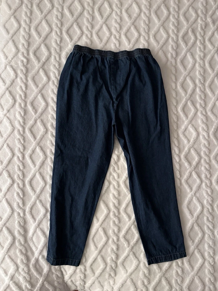 Pantalones informales de colección Haband azul cambray para dama bolsillo tiro alto LP Foto 2 de 4