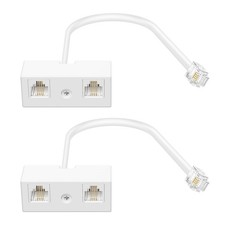 RJ11 Duplex Wall Jack Adapter Dual Phone Line Splitter, Two Way Telephone Spl...