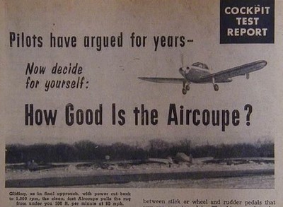 Forney Aircoupe 1958 Cockpit Flight Test Report