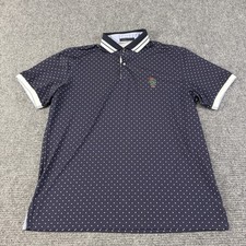Greyson Polo Shirt Mens Large Blue Wolf All Over Print Golf Performance Stretch