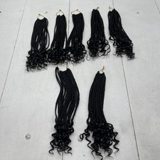 URNice Braiding Hair Extensions 14 Inch Black Curly Synthetic 7 Bundles Braids