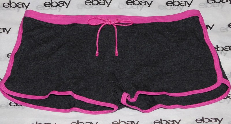 NEW Victoria's Secret Pink Dorm Boyshort Large Shortie Panty Gray Hot Pink L VS
