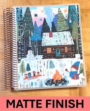 MATTE Finish Winter Log Cabin Scene Cover Set 4 use w/ Erin Condren Planner~