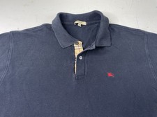 Vintage Burberry London Polo Shirt Navy Blue Nova Check Men  s XXL Great Britain