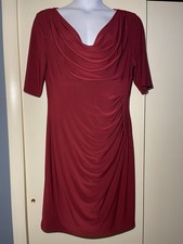 Lauren Ralph Lauren Women’s Size 18 Red /Burgundy Ruched Drape Neck Sheath Dress