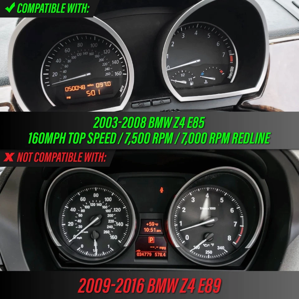 M3 Look Silver Gauge Face Overlay For 2003-2008 BMW Z4 E85 160MPH Foto 2 de 4