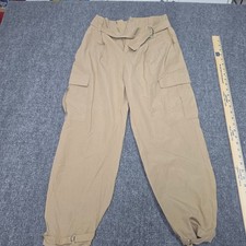 ZARA Women s S Beige Cargo Pants Belted High Rise Utility D Ring Ankle