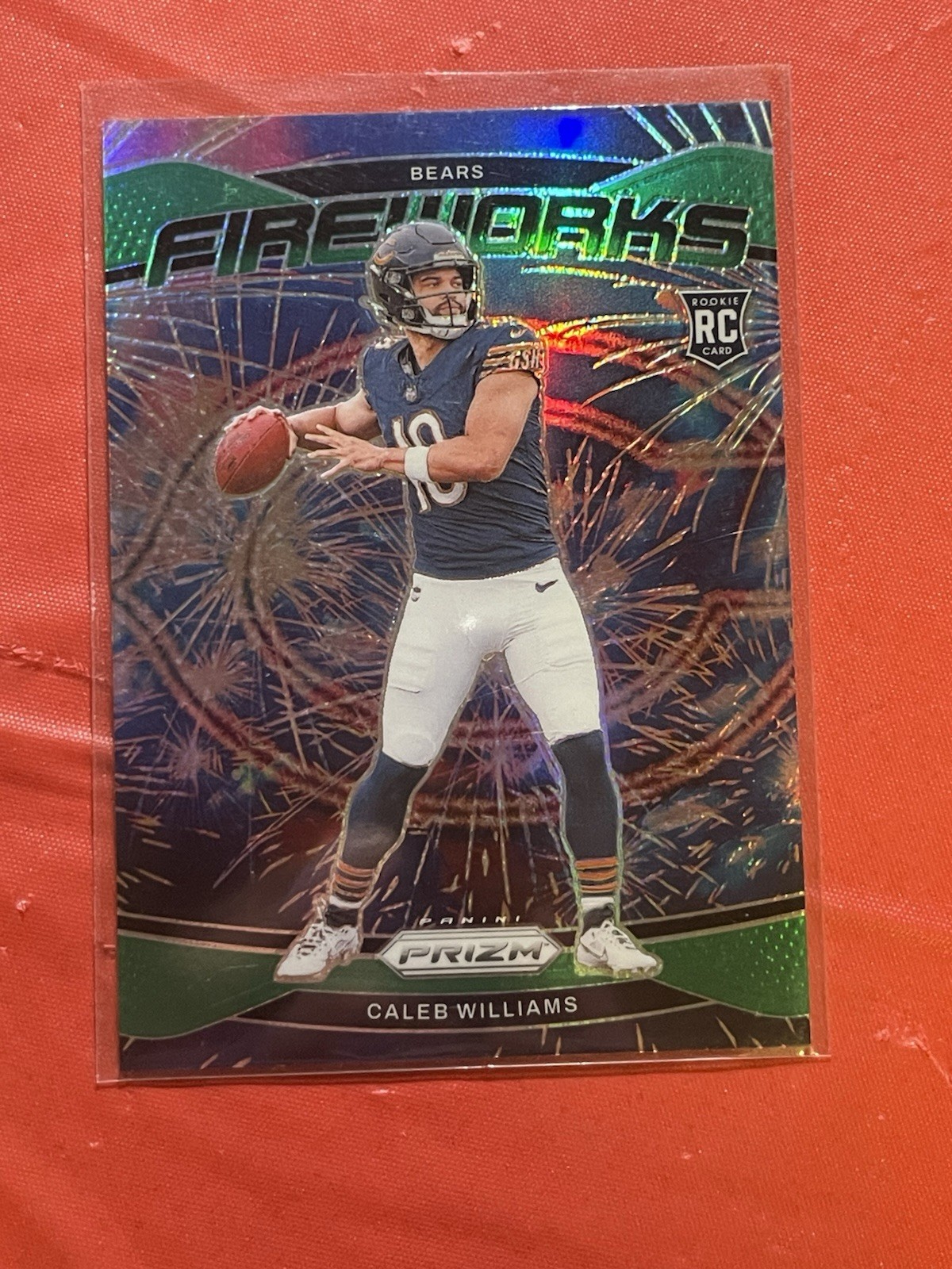 2024 Panini Prizm - Fireworks Caleb Williams #25 Green Prizm (RC)