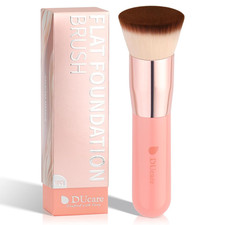 Premium Pink Flat Top Kabuki Foundation Brush for Liquid Cream Makeup