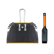 1-Pack 17" Heavy Duty Metal Dust Pan with Cleaning Brush Set