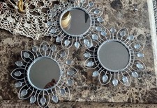 Set of 3 Glam Silver Mirrored Wall Decor with...