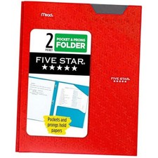 2-Pocket Folder  Plastic Folder with Stay-Put Tabs  1 Count  Red