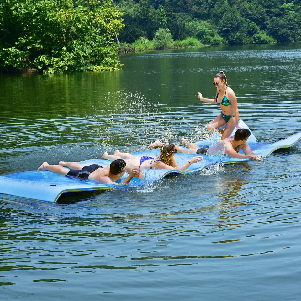 12' x 6' Floating Water Pad Mat 3-Layer Foam Floating Island for Pool Lake Blue - Image 3 of 4