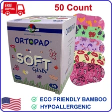 Ortopad Soft Bamboo Girls Eye Patches, 50/Box (Regular Size, 4+ yrs) Textured