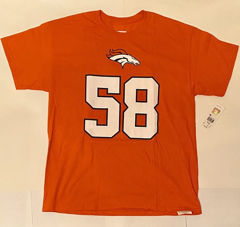 Denver Broncos #58 Von Miller Men's T-Shirt Orange Size L  Tee ~ 100% Cotton New