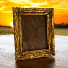 Mini Gold Tone Wood Baroque Picture Frame photo art gallery Made In USA