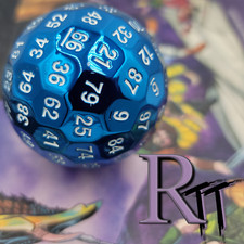 Metal Blue D100 Polyhedral DND Die 100 Sided Dice Dungeons  Dragons RPG  Tin