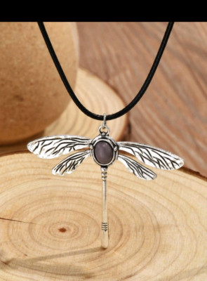 NECKLACE ''DRAGONFLY PURPLE PENDANT ZINC ALLOY-NEXT DAY SHIPPING