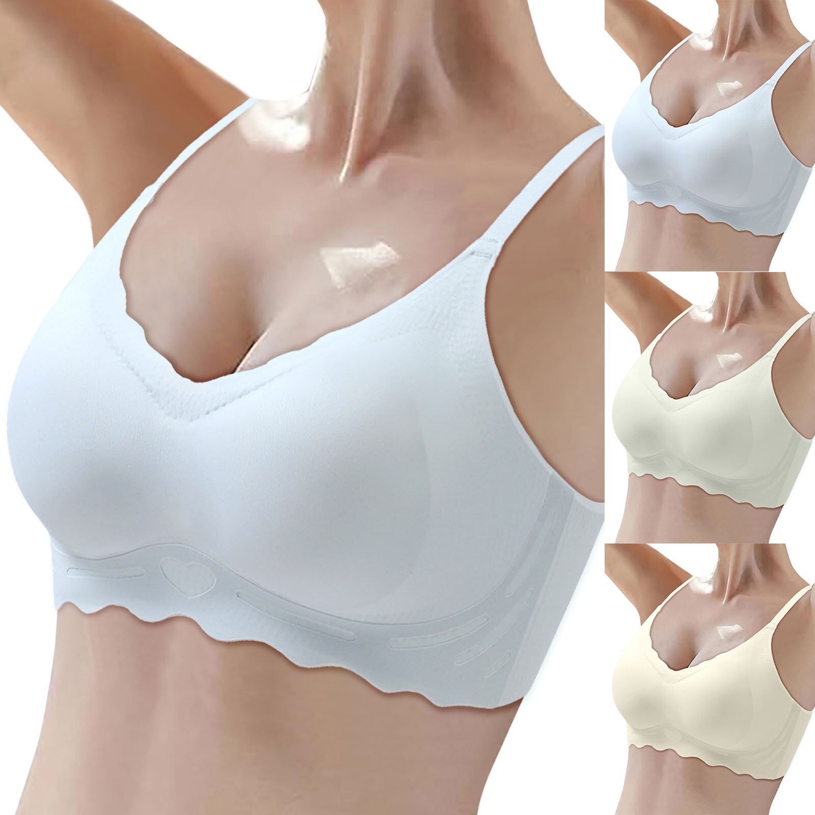 Women's Thin Seamless Vest Soft Support Large Chest Small Half Fixed Cup
