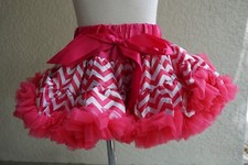 Girls Hot Pink Chevron Skirt Pettiskirt Size 6-12 Months Waist 17-21" 8  L