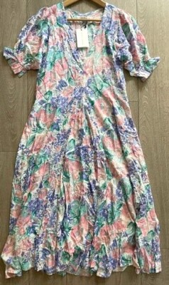 NWT Faithfull The Brand size US 6 Medium Maggie Ondine Floral Print Midi  Dress | eBay