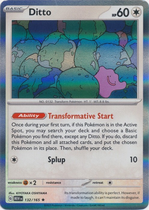 Holo Ditto 132/165 Rare Scarlet and Violet 151 Pokemon TCG