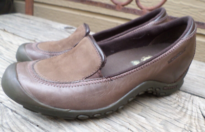Merrell Chestnut Brown Leather Slip-On Loafers Merrell Plaza Spree Chestnut/Saddle Leather Loafers Shoes | eBay main image 2