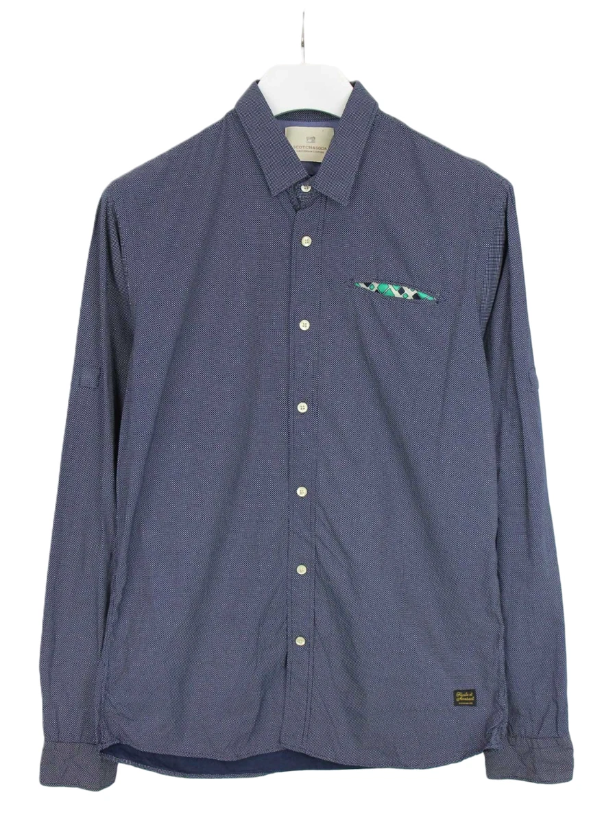 Camicia Uomo Scotch & Soda Blu A Quadri – Cotone, Manica Lunga, Taglia M – Nuova Con Etichette
