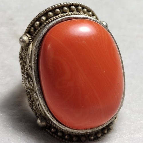 Vintage Handgefertigter Indigener Rubin Silber Ring Antik Sammlung 4878101 - Bild 2 von 6