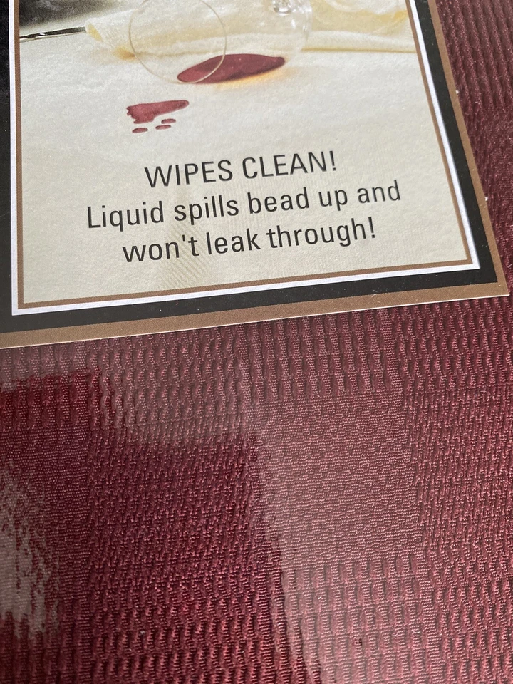 Tillary Microfiber(60” X 84”) Oblong Tablecloth Burgundy Wine Color Spillproof - Image 3 of 4