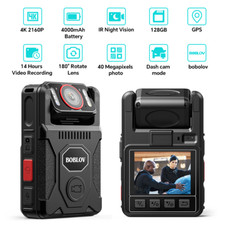 BOBLOV M7Pro 4K GPS Body Worn Camera 128GB Body Mounted Camera with Night Vision