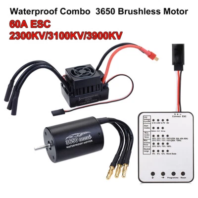 Waterproof 2300KV 3100KV 3900KV Brushless Motor 60A ESC for Traxxas 1/10 RC Car