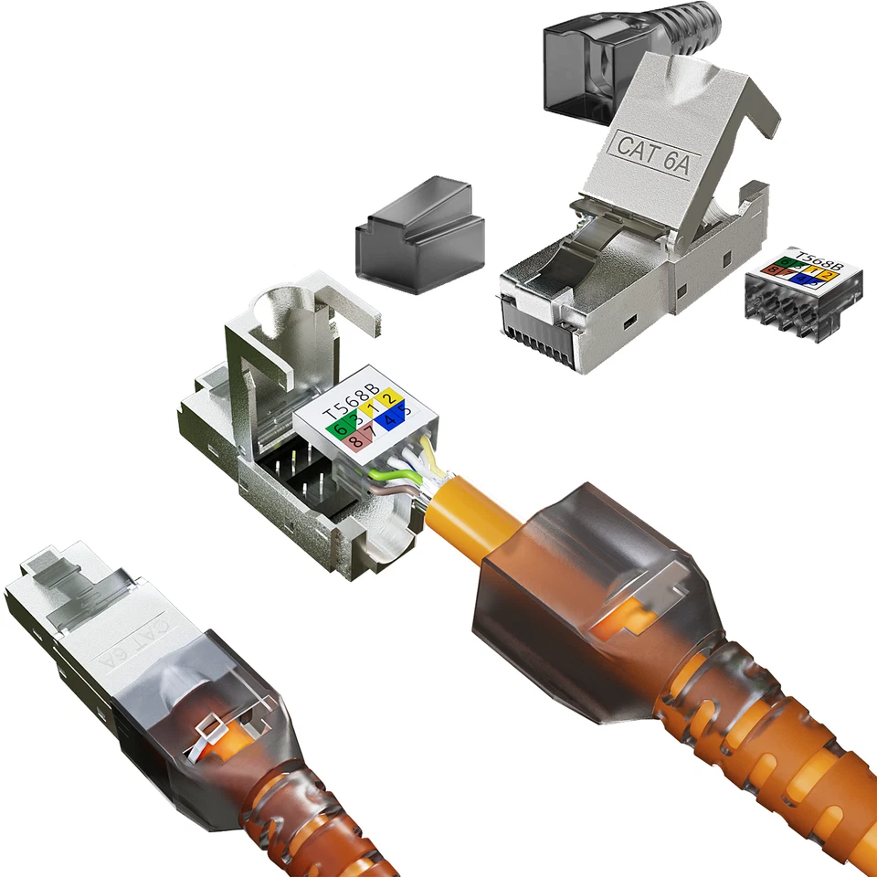 RJ45 Stecker Werkzeuglos LAN Netzwerkstecker Crimp Ethernet Patch Netzwerkkabel - Bild 2 von 4