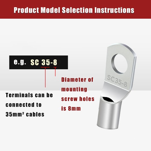 Copper Tube Terminal SC Type Battery Welding Cable Ring Lug Crimp Connectors - Picture 5 of 14