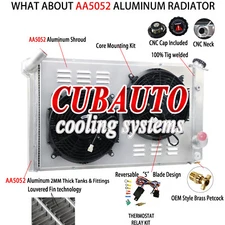 For 1973-1976 Chevy Corvette Stingray C3 V8 5.7L 7.4L 3-Row Radiator Shroud Fan