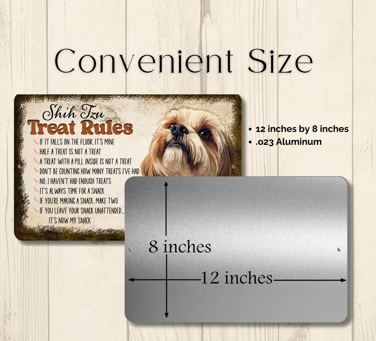 Shih Tzu Treat Rules Sign shitsu dog snack metal tin funny wall art handmade