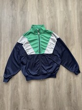 Vintage 80's Puma Sports Wear Full Zip Jacket Running Gym Track Green Silver